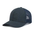 Detailansicht der dunkelblauen Trucker-Kappe mit atmungsaktivem Mesh und verstärkter Naht - Verstellbar / Marineblau