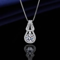 Elegant silver pear shaped water drop pendant necklace with shimmering white zircon - Xl-151 [comes With Box And Chain]