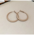 Minimalist matte milk tea beige circular hoop earrings with secure click closure - 26# Light Coffee (925 Sterling Silver Earring Post)