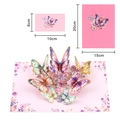 3D butterfly greeting card in pink, showing 6x10cm small and 20x15cm large size options - Gold Stamping Butterfly (Pink Cover)