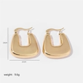 Polished gold U-shaped chunky earrings showing dimensions 2.6cm by 2.3cm and weight - Hollow Square Wide-Gold