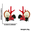 Pair of Christmas reindeer antler hair clips with red berries and measurements - Multiple Berries Red Antler Style