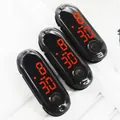 Three black oval LED digital watch heads with red touch display and circular function button - Red LED Mi 3
