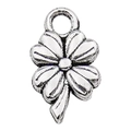 Ciondolo quadrifoglio argento antico con trama metallica dettagliata per gioielli fai-da-te - Quadrifoglio 9x13mm