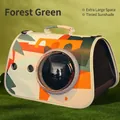 Forest green portable cat carrier bag with space capsule window and geometric patterns - Forest Green
