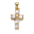 Pendaglio a croce hip-hop placcato oro con zirconi lucidi su sfondo bianco neutro - Croce In Zirconia Micro Pave A Forma Di X