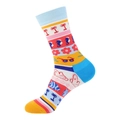 Chaussettes mi-mollet en coton coloré avec motifs océaniques et palmiers rouges - 960-Océan d'Été