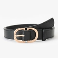 Damen-Ledergürtel in Schwarz mit goldener CD-Metallschnalle und feinen Nähten - L105 B2,8 / Schwarz
