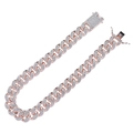 Detail of 20mm gold Cuban link necklace with micro-pave crystals and box clasp closure - 16 Inch (40cm) / Rose Gold