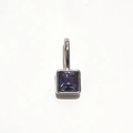 Square purple birthstone pendant with silver metal bezel setting for DIY jewelry - Silver - February