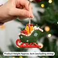 Christmas sleigh pendant with gift boxes in green resin, 6cm festive tree ornament - Green Sleigh Gift Box