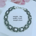 Men's black ceramic and steel interlocking link bracelet on a gift box with petals - 11mm*22cm / Steel Black