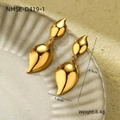 Boucles d'oreilles gouttes en acier titane plaqué or 18 carats de 4,9 cm de long - Style de Feuille de Goutte d'Eau Dorée (NMSE-D419-1)