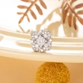 Silver square flower stud earring with micro-paved zircons and a screw back closure - White Zirconia (Single Piece)