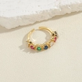 Adjustable gold ring with colorful zircon stones in red, blue and green gems - Adjustable Open / Colorful