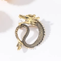 Vintage golden dragon brooch with white pearl detail for men's suit jacket accessory - Antique Bronze