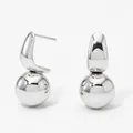 Minimalist silver spherical stainless steel drop earrings with high-polish finish - Silver