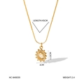 Détails du pendentif soleil en acier doré 18K avec dimensions, poids et pierre brillante - Style Tournesol (HC-N40039)