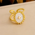 Vintage gold adjustable open ring featuring pink stone and beaded texture detail - Vintage Embossed Pink Bead Style (R506) / Adjustable Open