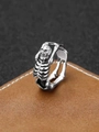 Gothic silver skull ring for men with vintage finish and punk skeleton wrap-around design - Skeleton Bone Pinky Ring