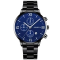Montre business pour homme en acier noir avec cadran bleu foncé et chiffres romains - Bracelet Noir Cadran Bleu Marine (9)
