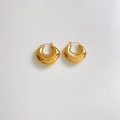 Polished gold plated stainless steel hollow geometric hoop earrings in a round chunky design - Hollow Round Style (DEK1813)