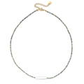 Vintage necklace with blue faceted beads and a baroque white freshwater pearl pendant - Blue (XN412-1)