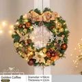Couronne de Noël or et marron avec rennes, lumières LED et un diamètre de 50cm - 50cm Or Café