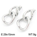 Silver geometric twisted chain link earrings in polished stainless steel finish - Steel Color Pair (KE116223-KFC)