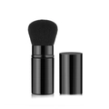Portable retractable makeup brush in sleek black finish with dense rounded bristles - Large / Black (Black Fur)