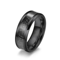 Herrenring aus schwarzem Wolfram mit silberner Meteoriten-Einlage und Textur - Größe 6 / Schwarz 8mm