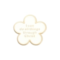 White flower enamel pin with gold edging and inspirational quote for daily wear - White Flower Text