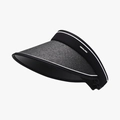 Stylish women's black straw woven sun visor with black glue UV protection coating - Adjustable / Black