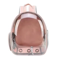 Pink pet space capsule backpack with transparent window and ventilation holes for travel - Side-open Nude Pink Panoramic