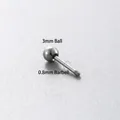 Pendiente de acero de titanio con bola de 3mm y poste de 0,8mm en plata - 6mm Longitud de barra / Calibre 0.8 mm Bola 3 mm - Color Acero