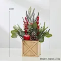 Mini Christmas tree in wooden box with red berries and pine cones, 40cm height - Large Wood Box Red Tree (B23002-3)