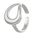 Polished silver flowing curve open ring with minimalist liquid metal sculpture design - Silver Flowing Curve (N-677)