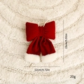 Red velvet Christmas bow ornament with white faux fur trim and hanging string - 12cm / Red Velvet Bow