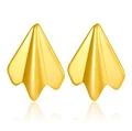 Modern gold plated stainless steel earrings featuring a unique folded geometric design - Folded Geometric Matte Shield
