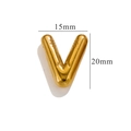 Polished gold bubble letter V pendant necklace with 15mm by 20mm dimensions - Gold V