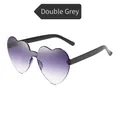 Frameless heart shaped sunglasses with purple to grey gradient lenses and black temples - Gradient Grey