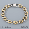 Bracciale NK bicolore oro e argento in acciaio inossidabile 9mm per uomo lunghezza 210mm - Catena Cubana Bicolore (KB207758-Z)