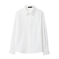 Camicia classica bianca da donna a maniche lunghe con elegante colletto a risvolto - XS / Bianco