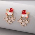 Christmas snowman earrings with white snowflakes and gold trim in creative festive style - Snowman & Snowflake