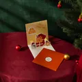 3D Christmas card with yellow bear design, orange envelope and sticker set - Style F-Xmas Music (Snowman/Gift Box)