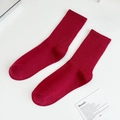 Women's burgundy cotton crew socks in ribbed knit with a vintage aesthetic design - One Size / Burgundy