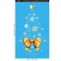 Golden and white snowflake Christmas tree wall sticker with bow and star on blue background - Bow Christmas Tree Small-YTH001-S
