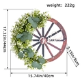 Rustic wooden wheel Christmas wreath with Welcome sign and eucalyptus leaves decoration - W3-11 Green Leaves Wagon Wheel Wreath