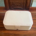 Portable pale pink PU leather jewelry storage case with button closure and fine stitching - Medium (16x11x5cm) / Light Pink