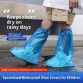 Blue translucent high-top waterproof disposable shoe covers with elastic band for kids - Kids Blue